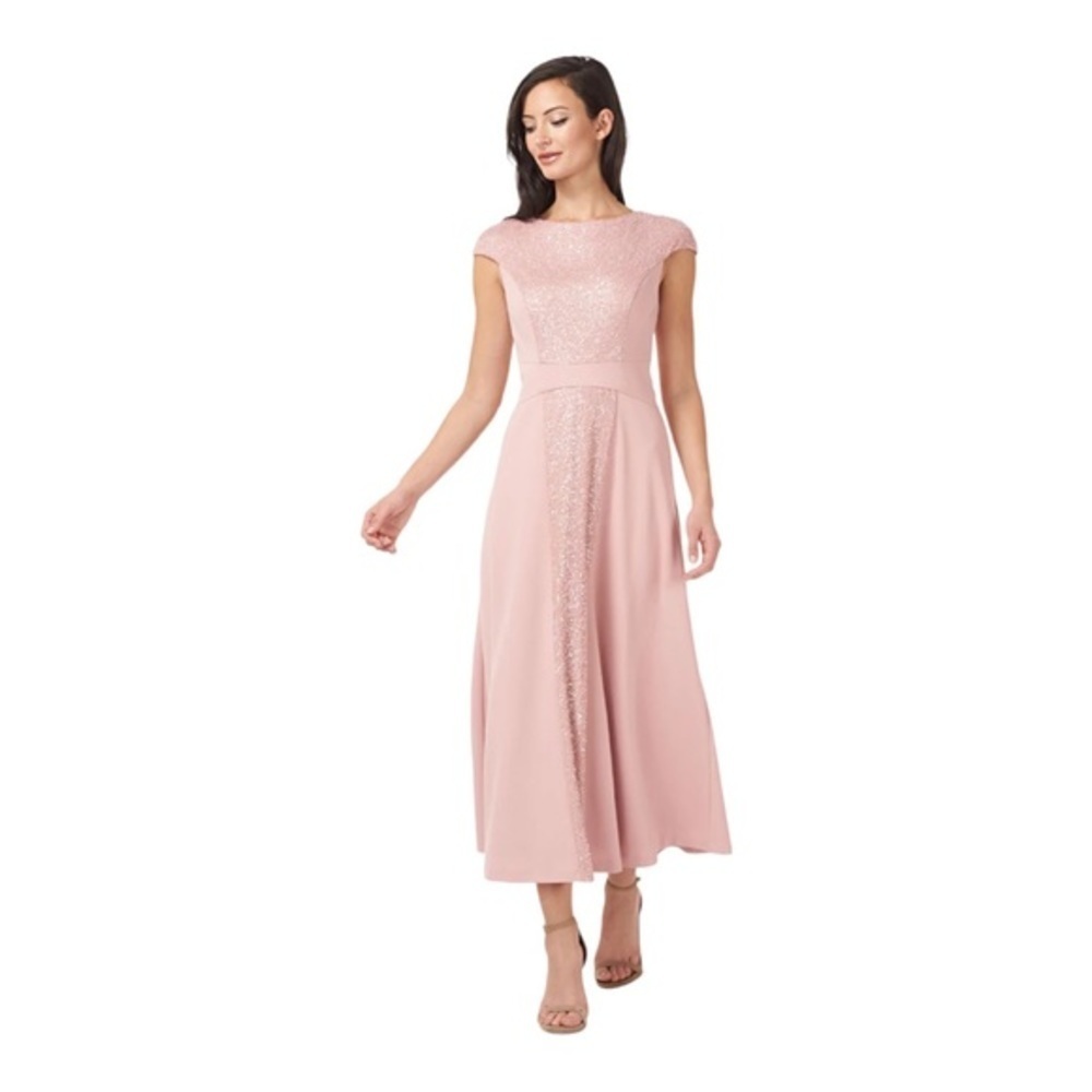 Js Collection Sequin & Crepe Midi Flare Dress In … - image 3